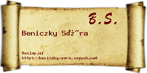 Beniczky Sára névjegykártya